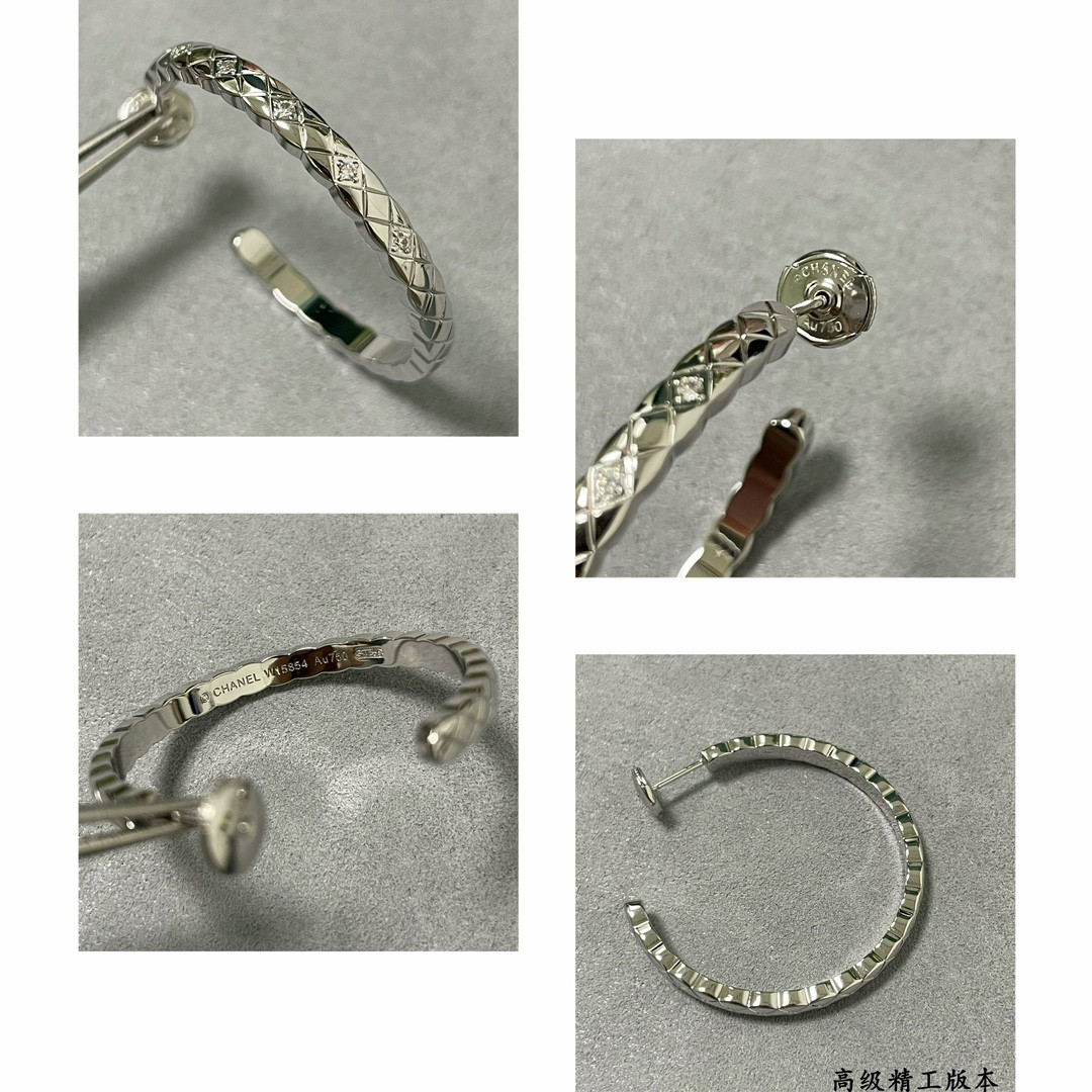 ch*el large Di*m*nd-shaped Di*m*nd drill earrings