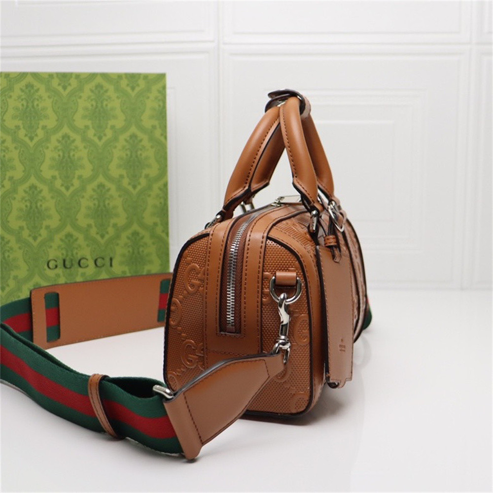 G*u*i jumbo gg mini duffle bag brown 8.6"w x 5.9"h x 4.9"d