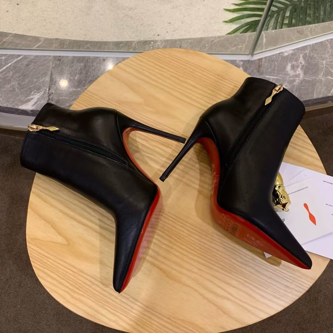 ua Ch**an louboutin miss z booty 100 mm low boots calf leather black