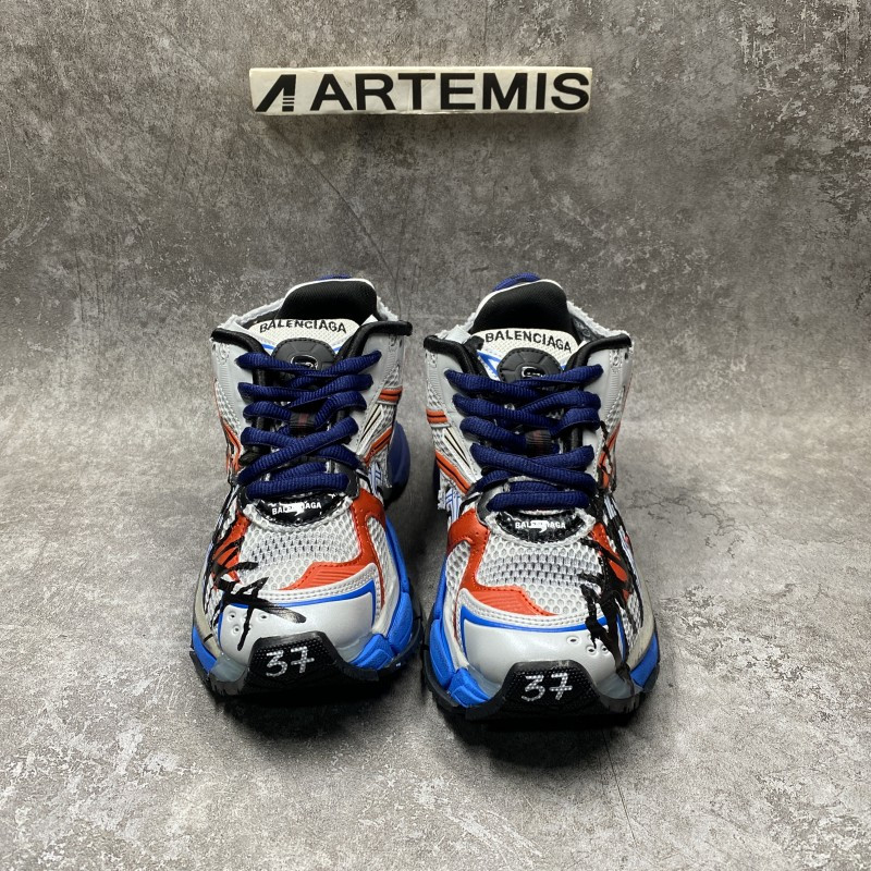 Ba*len*cia*ga graffiti runner sneaker in blue