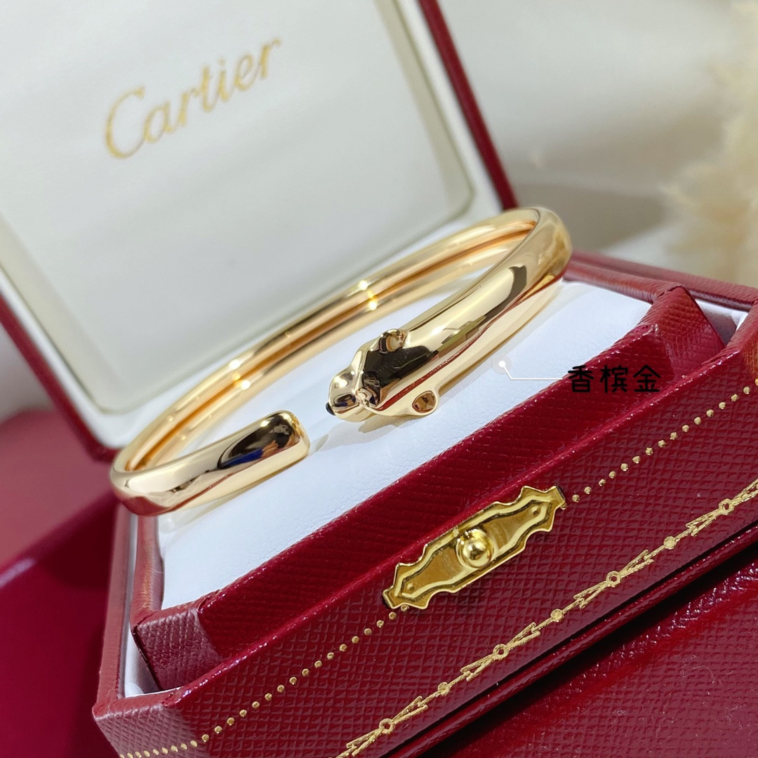 Ca*t*er slim polished leopard bracelet 16-17
