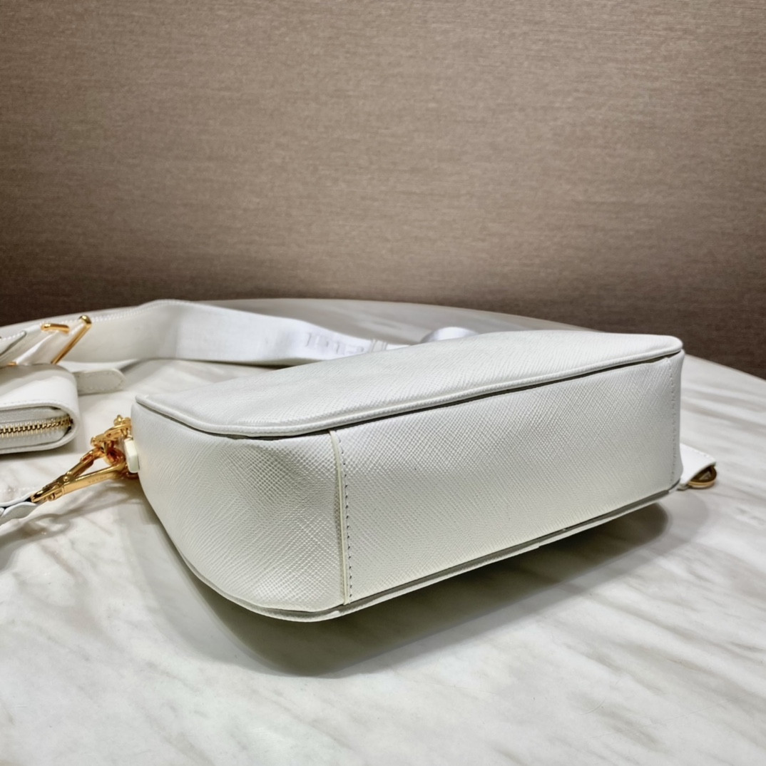 Pra*a re-edition 2005 saffiano leather bag white