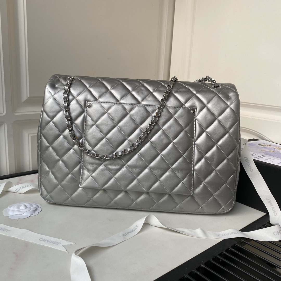 Ch*el classic flap silver 28x38x12cm