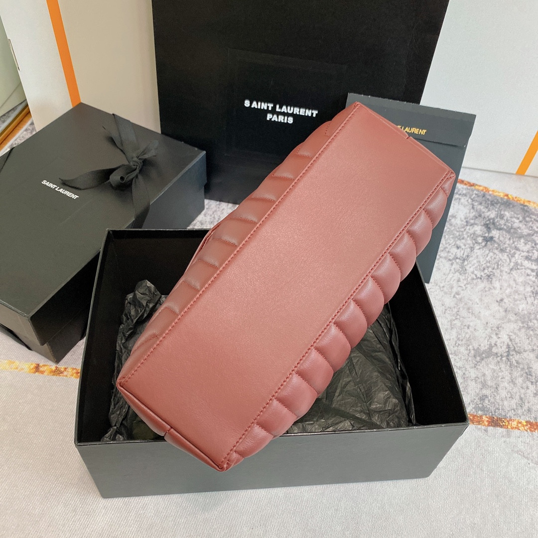 Y*L loulou medium in quilted leather light red 12.5 x 8.6 x 3.5 inches