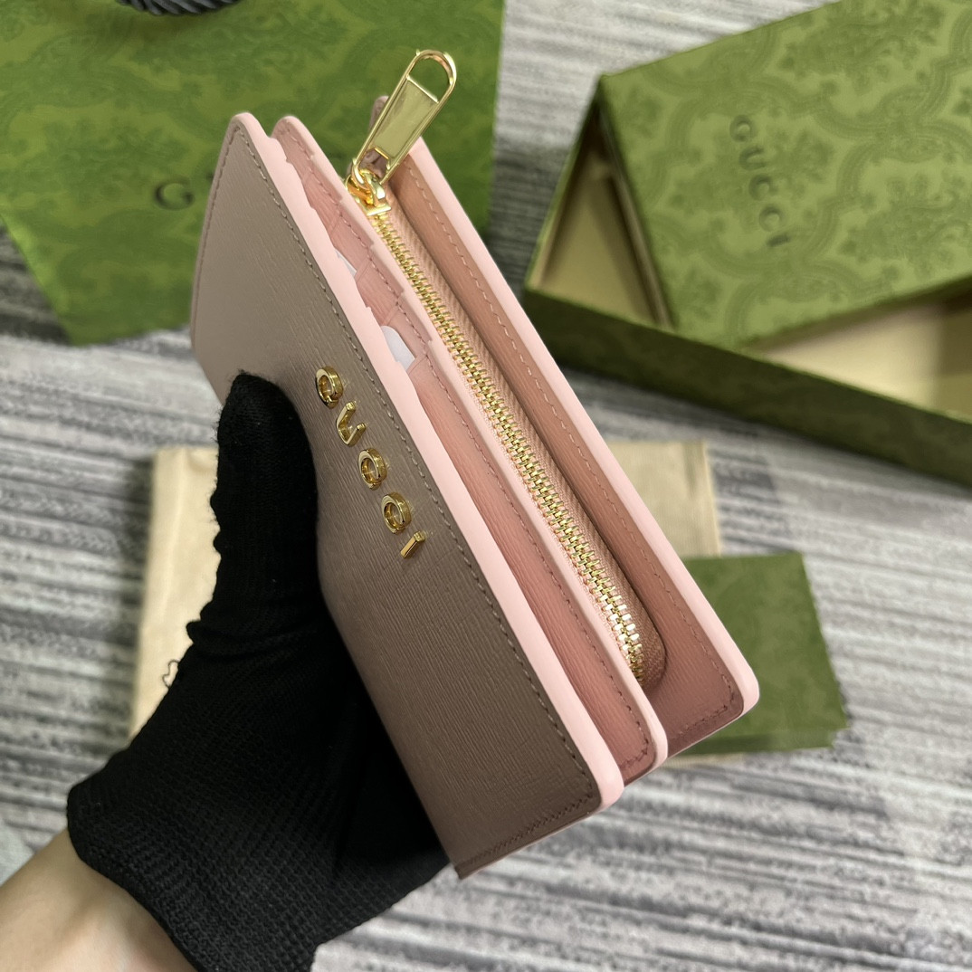 G*u*i script zip-around wallet pink 14 x 18.5 x 3cm