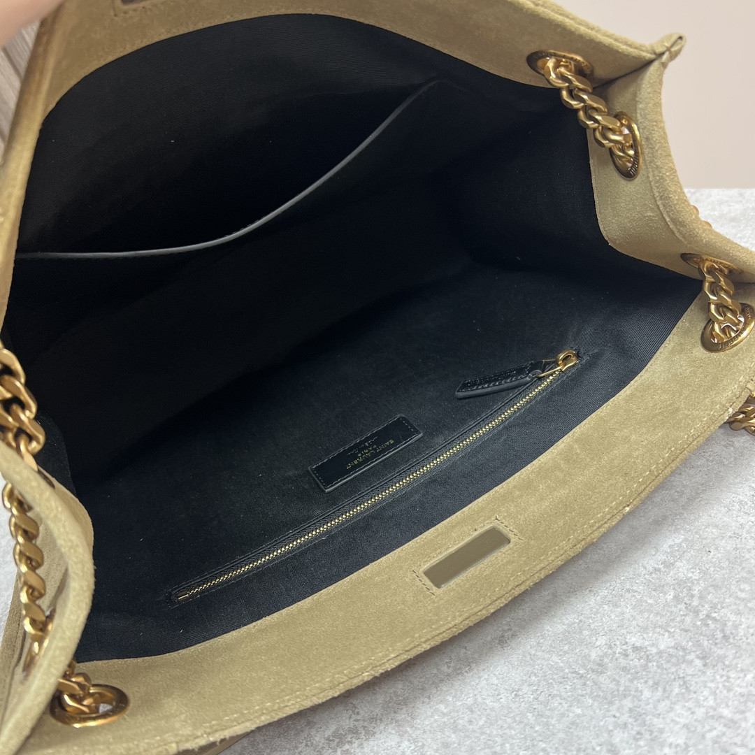 Y*L niki medium shopping in suede barley green 12.9 x 10.6 x 4.5 inches