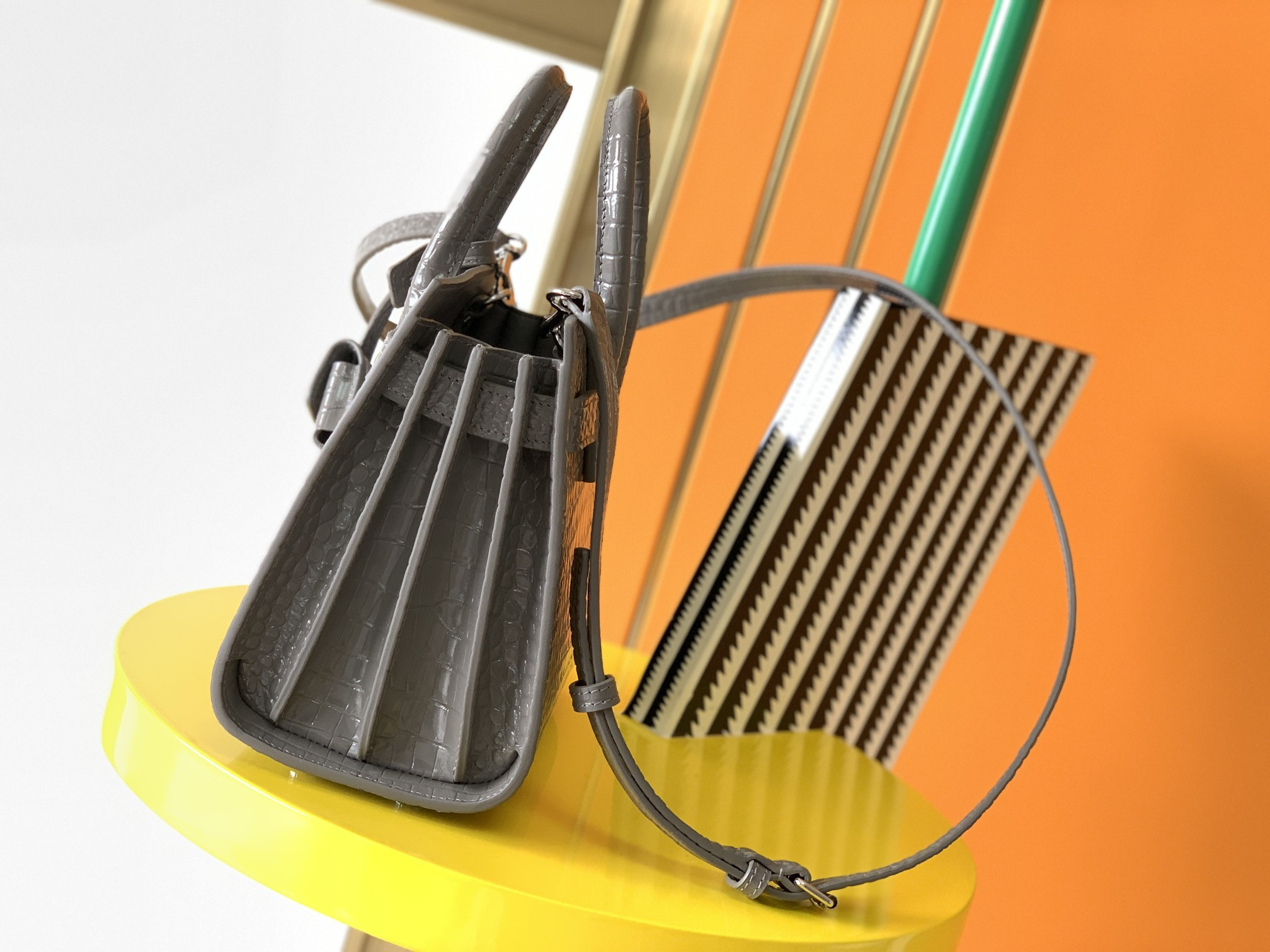 Y*L sac de jour in crocodile embossed leather - nano 22x18x10.5cm