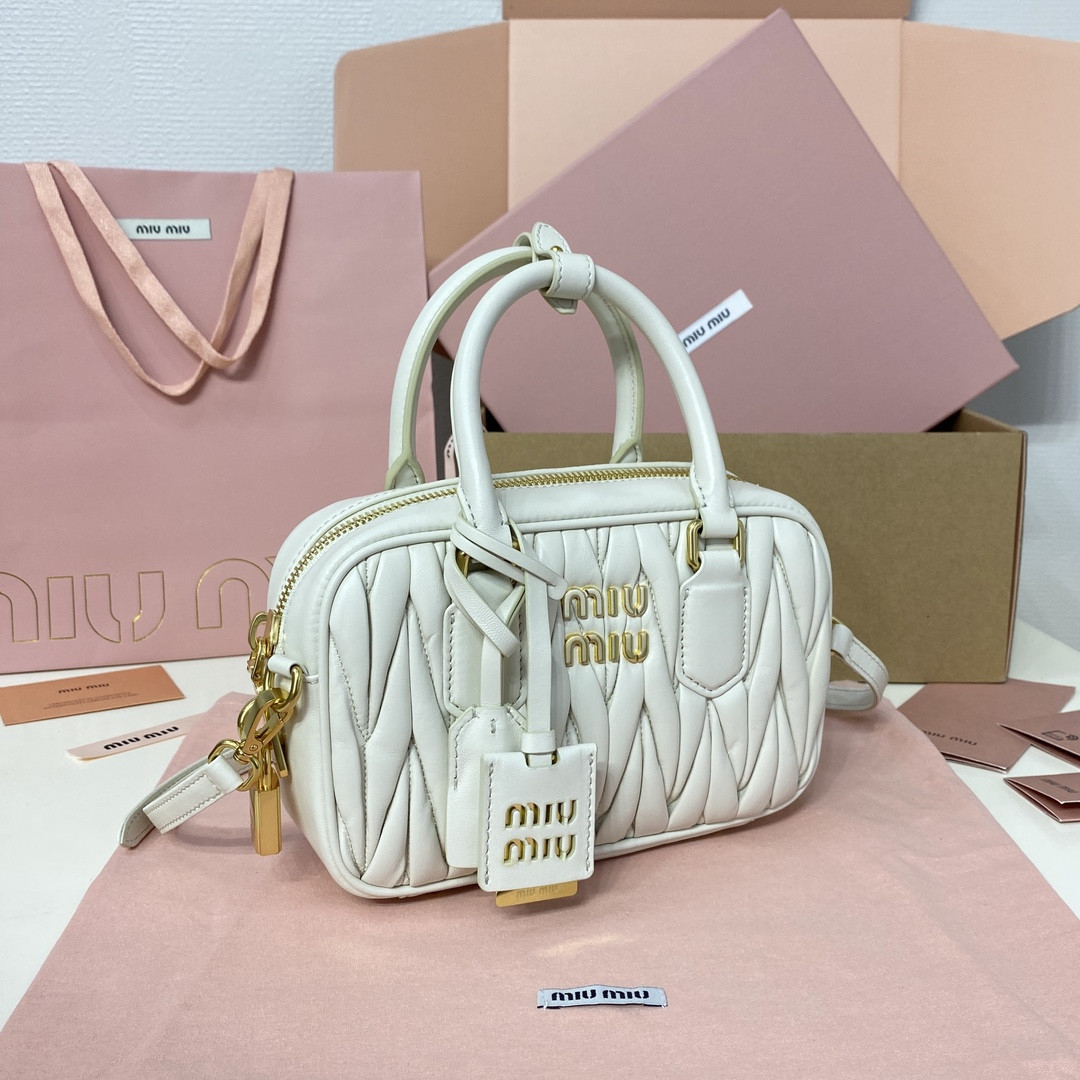 Miu Miu Arcadie matelassé nappa leather bag 13x19x6cm