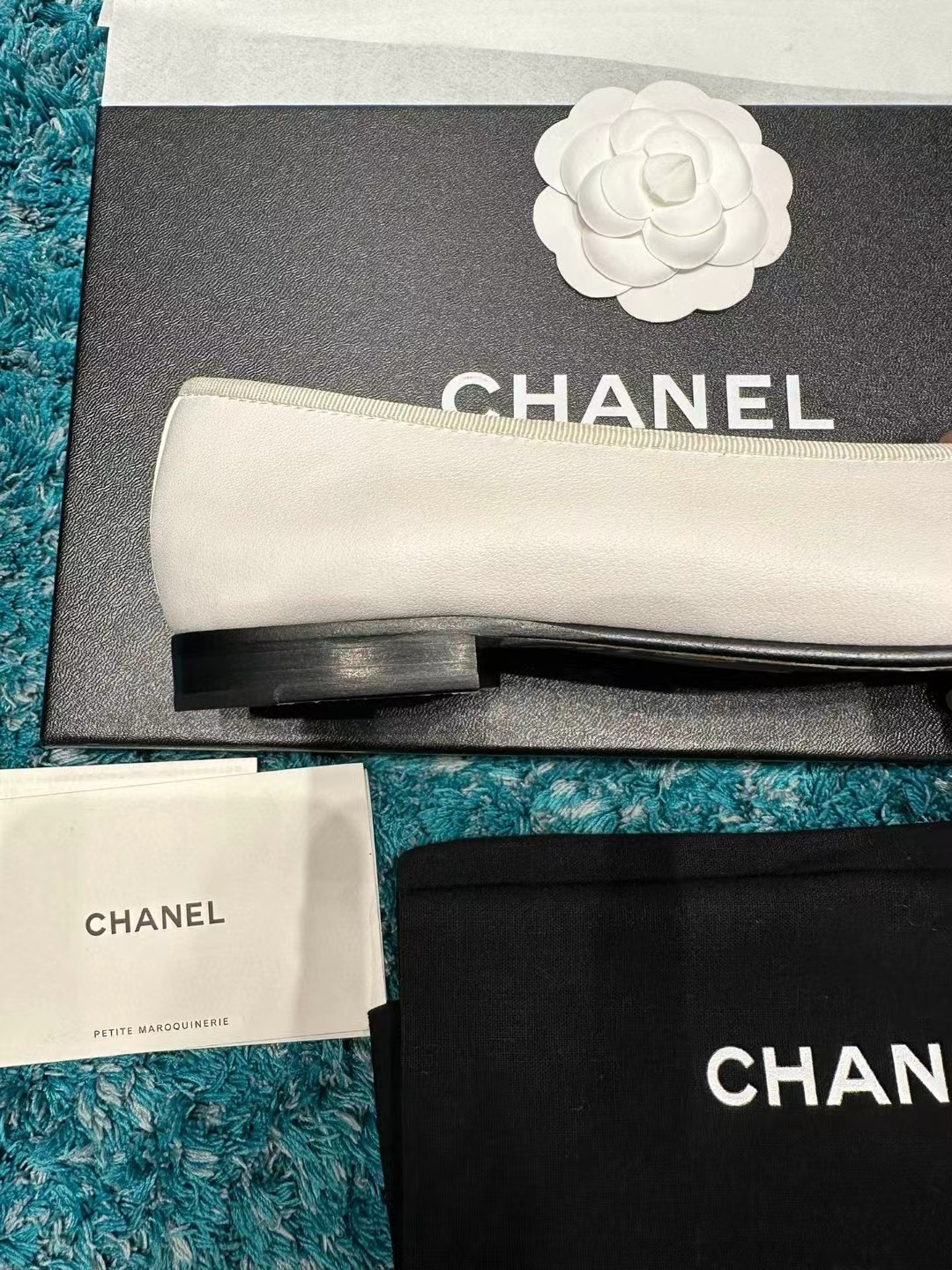 Ch**el BALLET FLATS Lambskin & Grosgrain