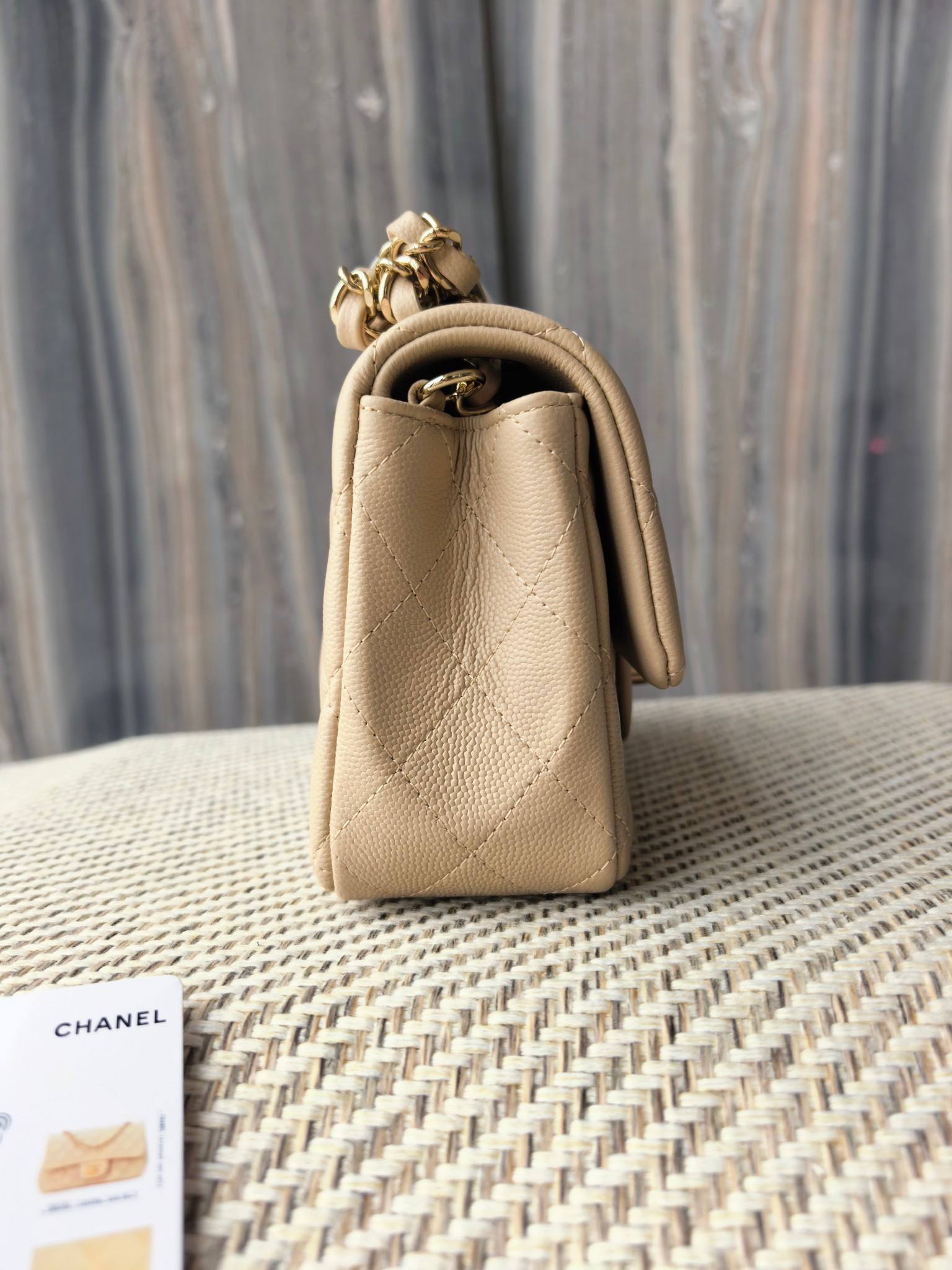 Chanel Mini Flap Bag Milky Tea Color Light Gold Hardware 20x12x6cm