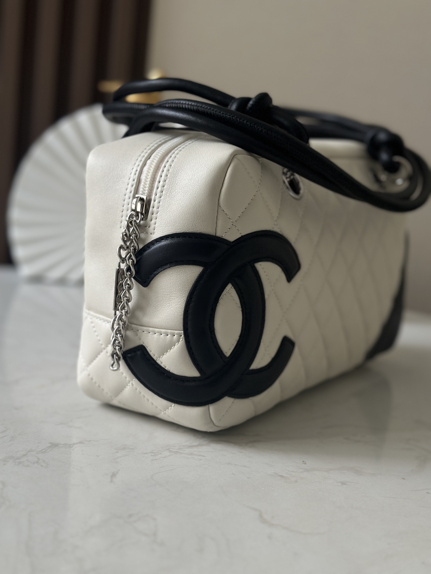 Chanel Ligne Cambon Bowling Bag AS3327 15x27x10cm