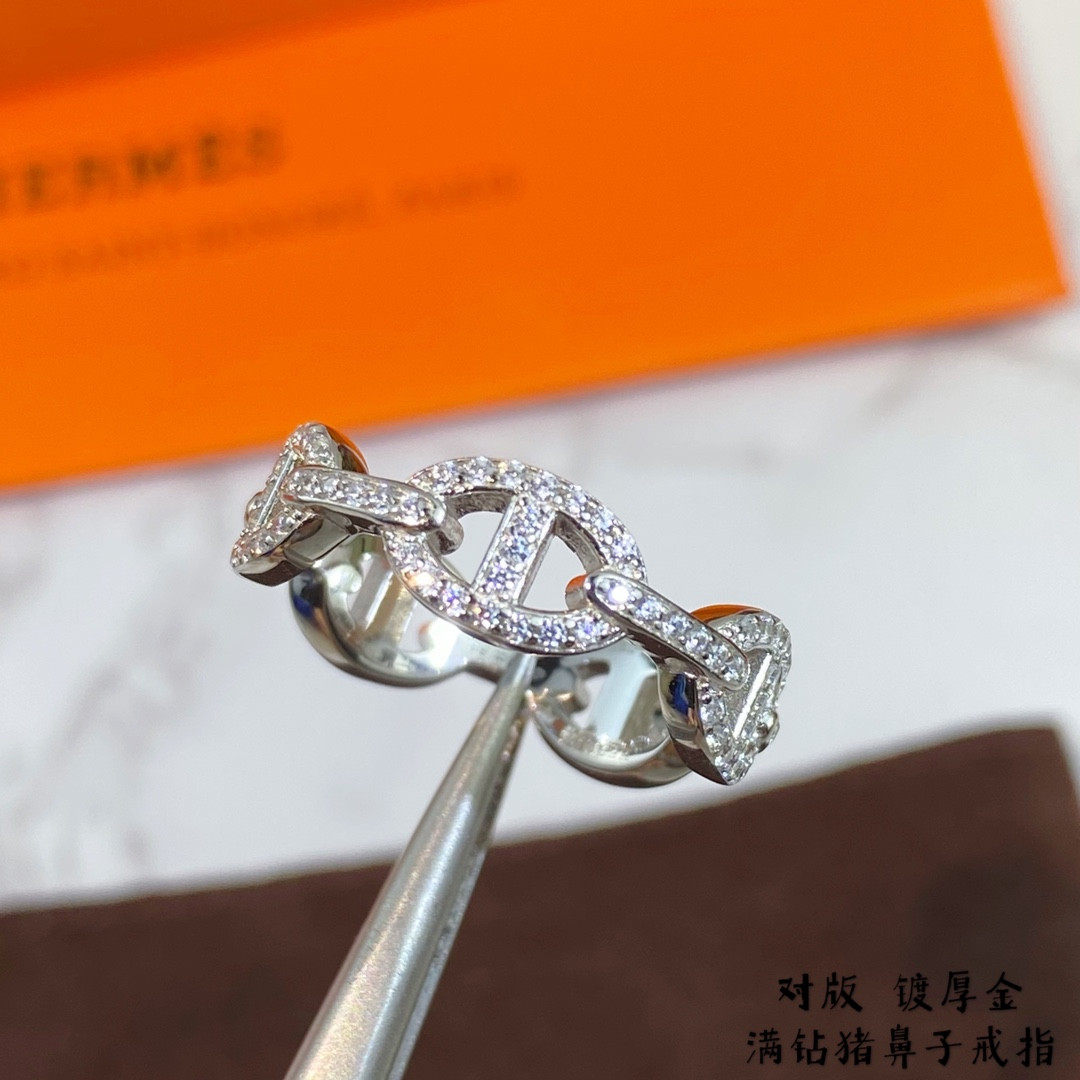H**me5 fully D1am0nd-encrusted Collier de Chien Ring