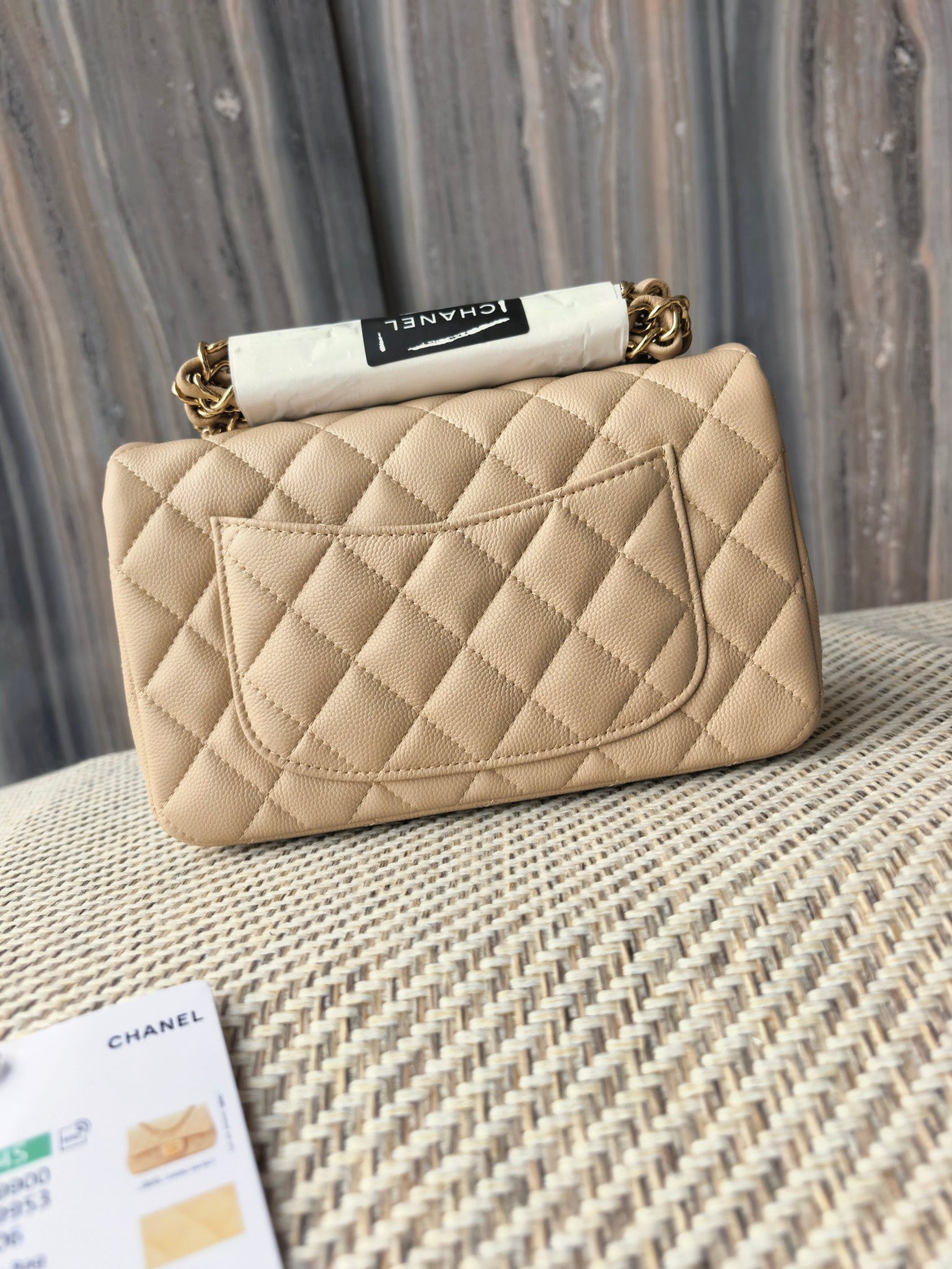 Chanel Mini Flap Bag Milky Tea Color Light Gold Hardware 20x12x6cm