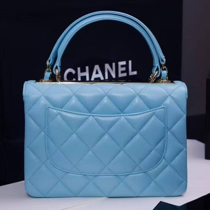 CHANEL FLAP BAG WITH TOP HANDLE 17x25x12cm