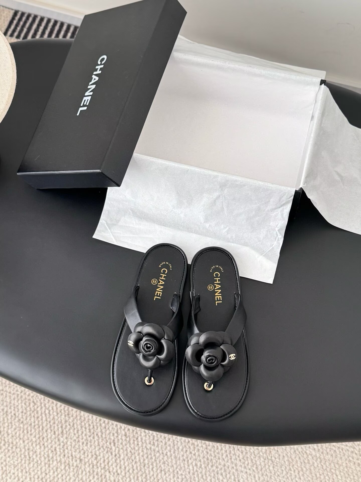 UA Chanel Thongs Slides