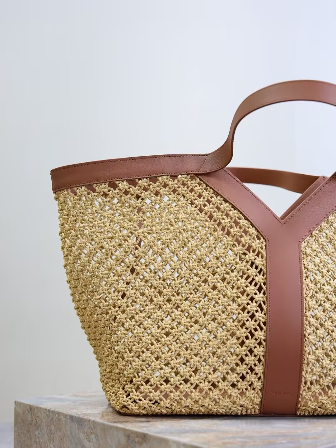 YSL Y-shaped Raffia Tote Bag 50x33x16cm