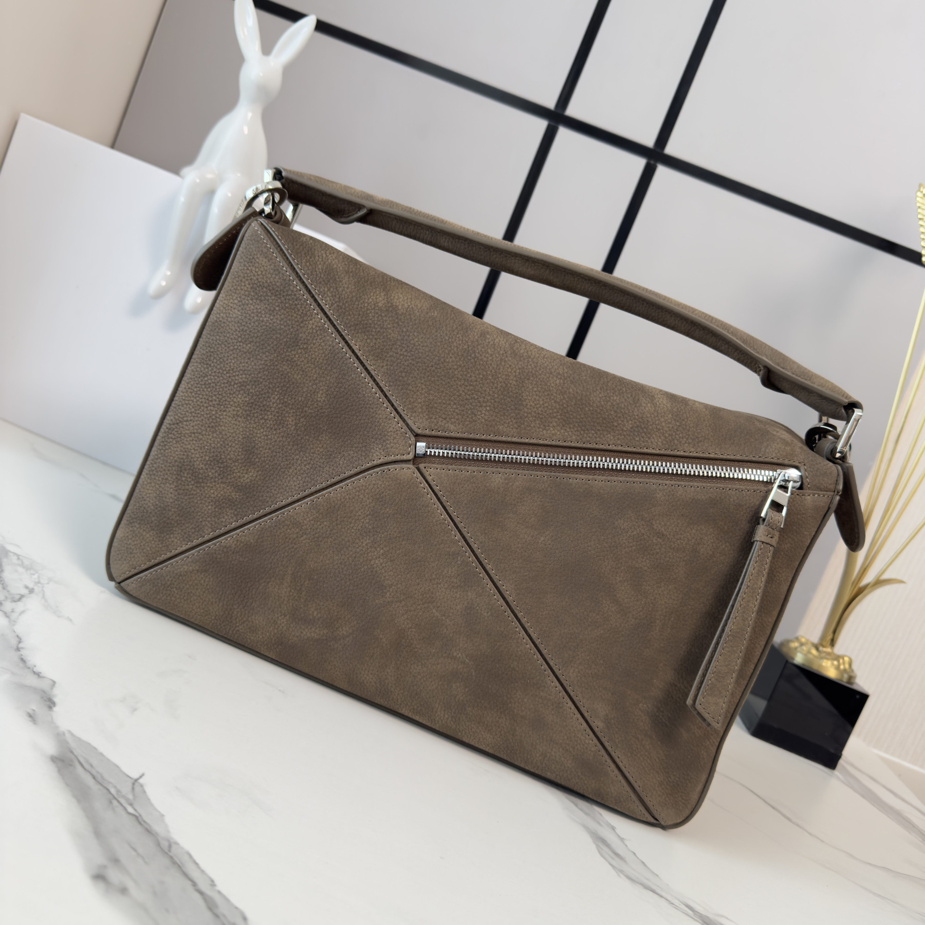 Loewe Featherlight Puzzle Bag in Grained Nubuck 33x21.5x14.7cm