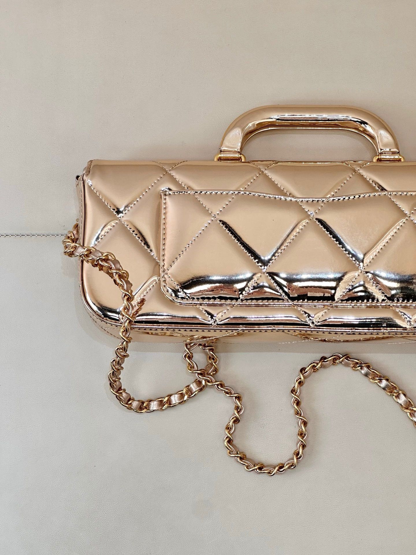 Ch**el Large Flap Bag with Top Handle 12.5x30x5cm