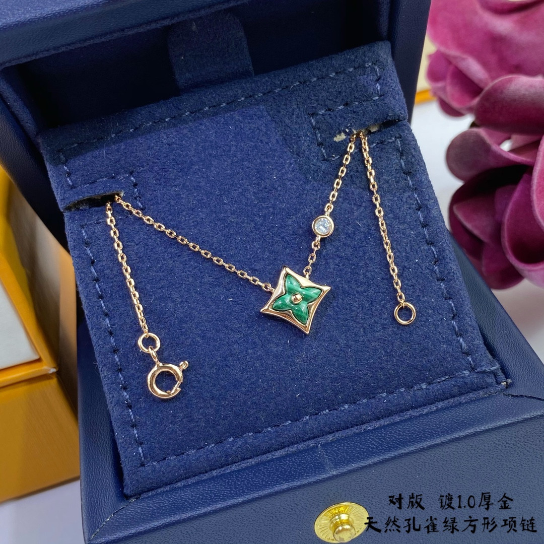 L0vis Vvtt0n Square Natural Malachite Necklace