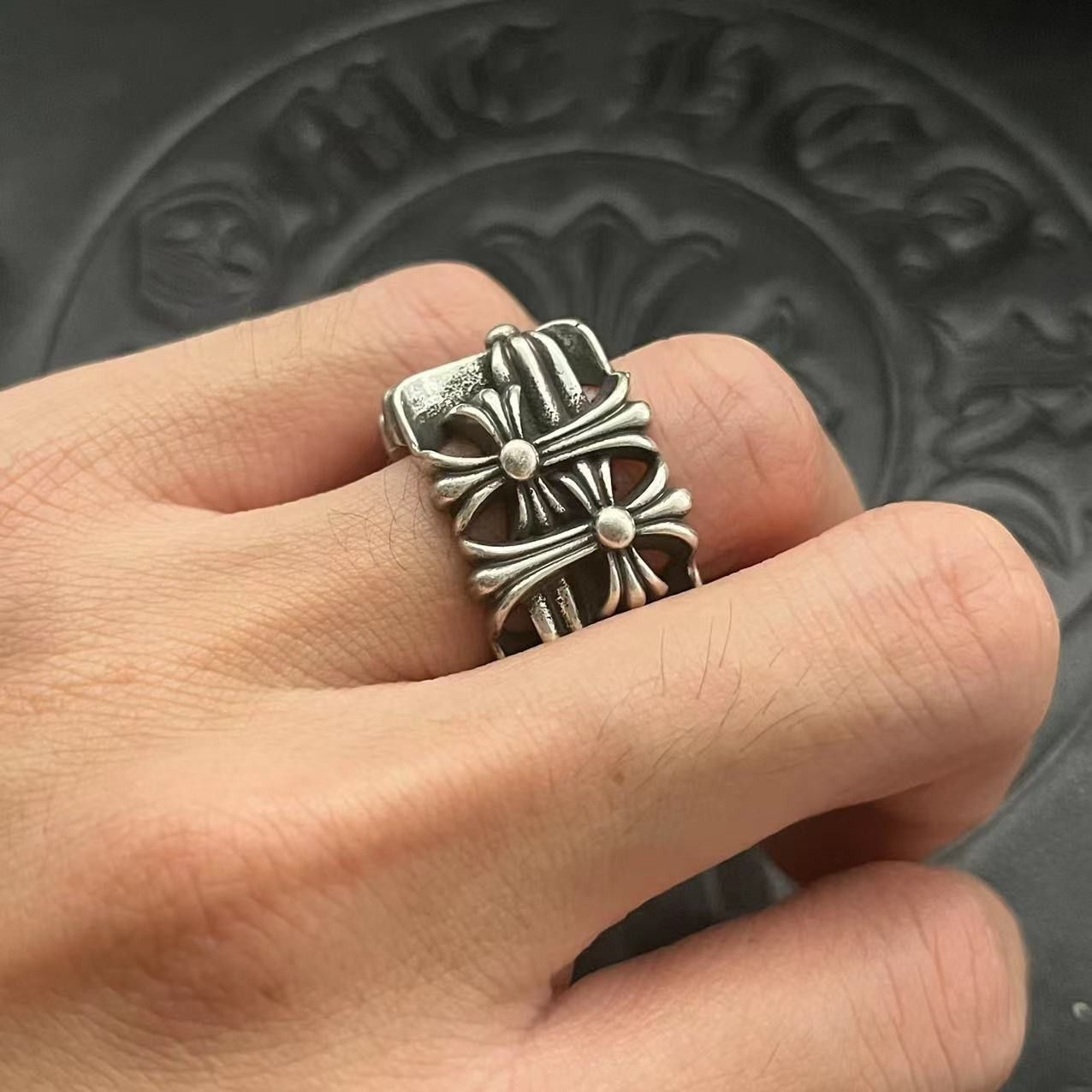 Ch*0me He**ts Cross Ring