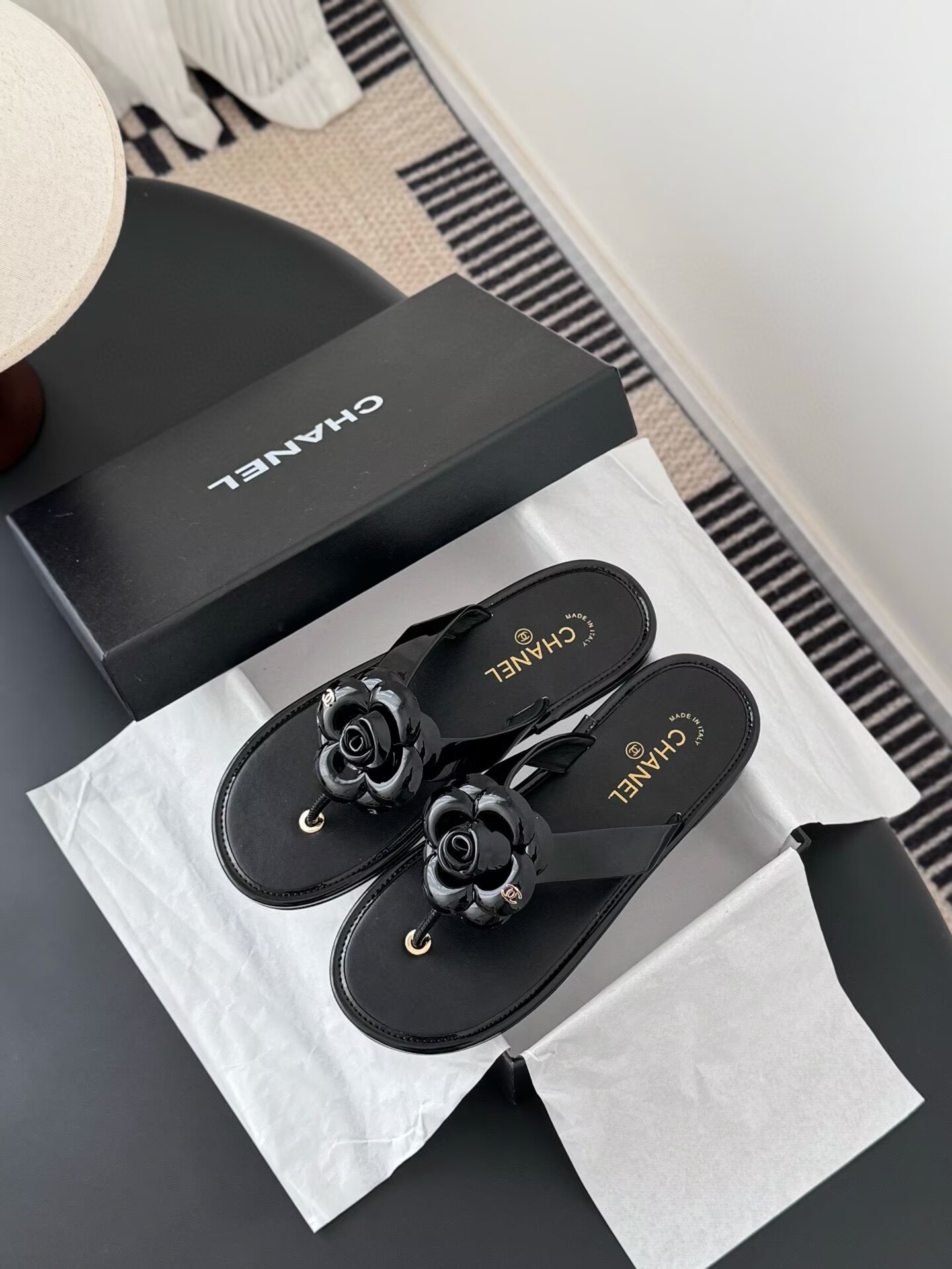 UA Chanel Thongs Slides