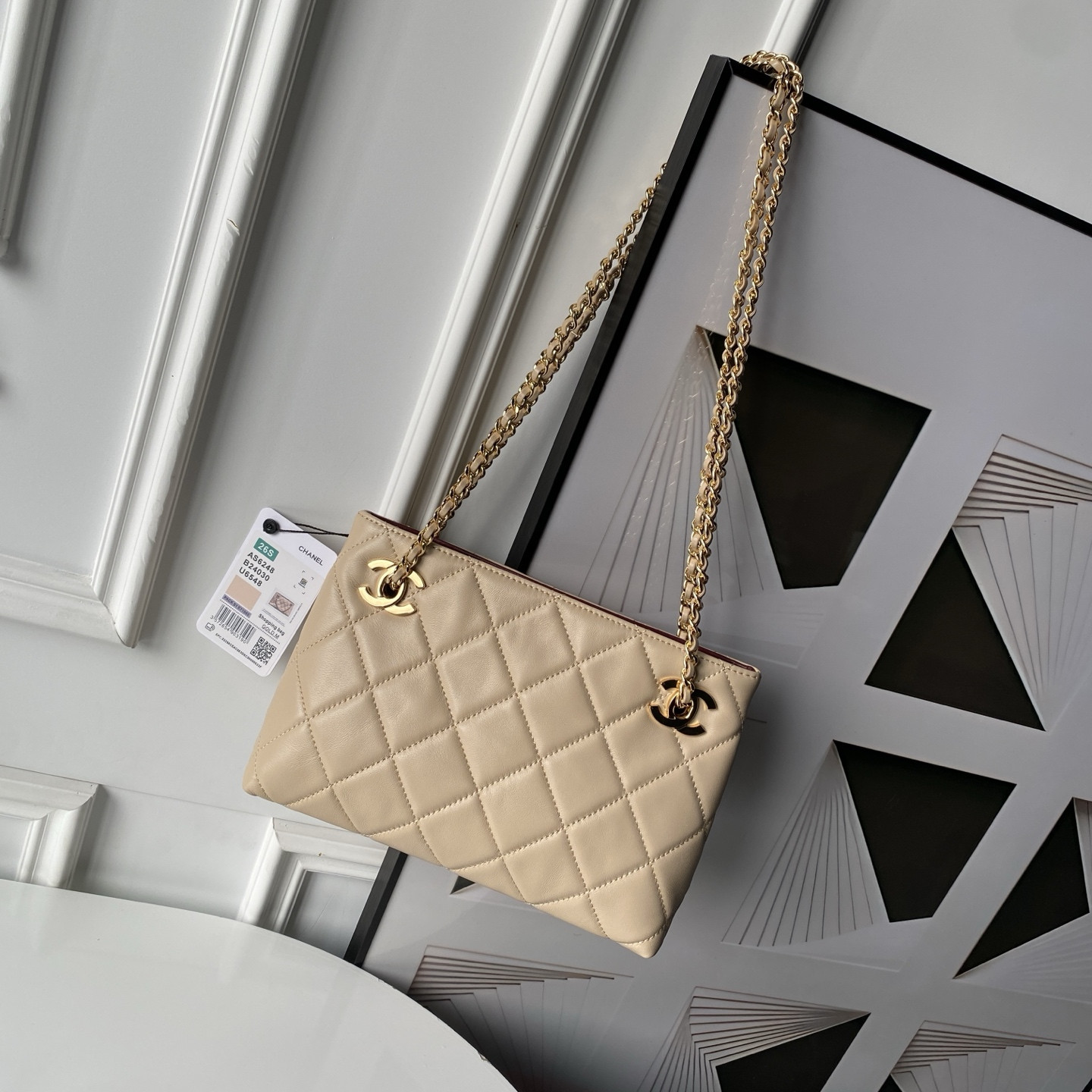 CHANEL Chain Shopping Tote Bag AS6248 24.5x16x7.5cm