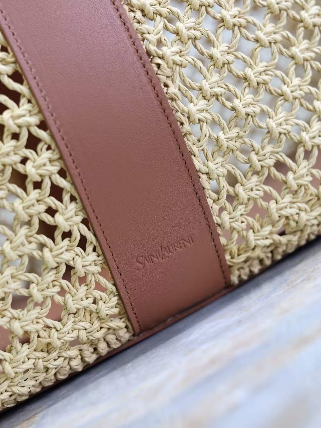 YSL Y-shaped Raffia Tote Bag 50x33x16cm