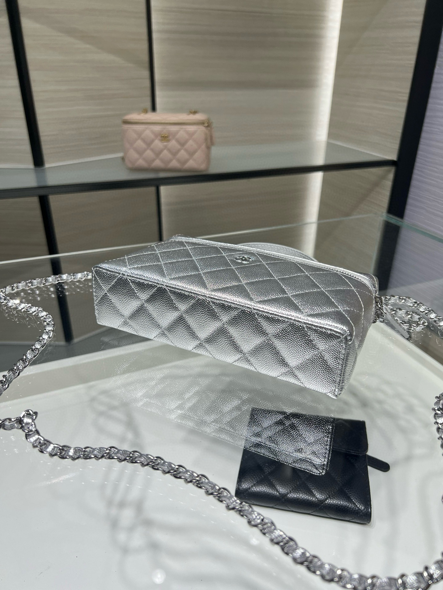 CHANEL Classic Vanity with chain Handbag AP4385 17x19.5x5cm