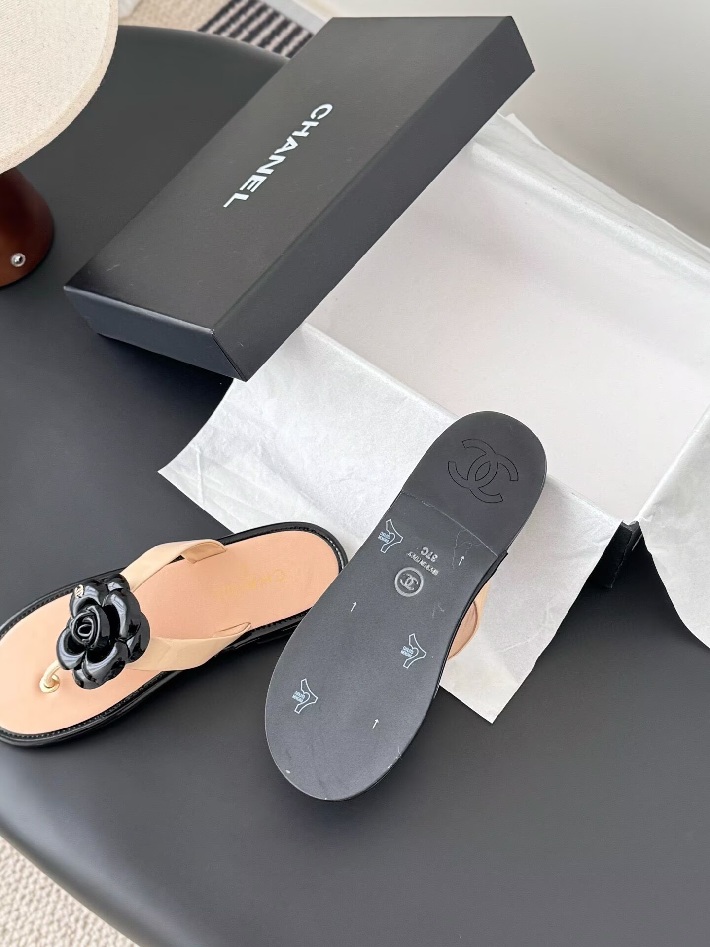 UA Chanel Thongs Slides