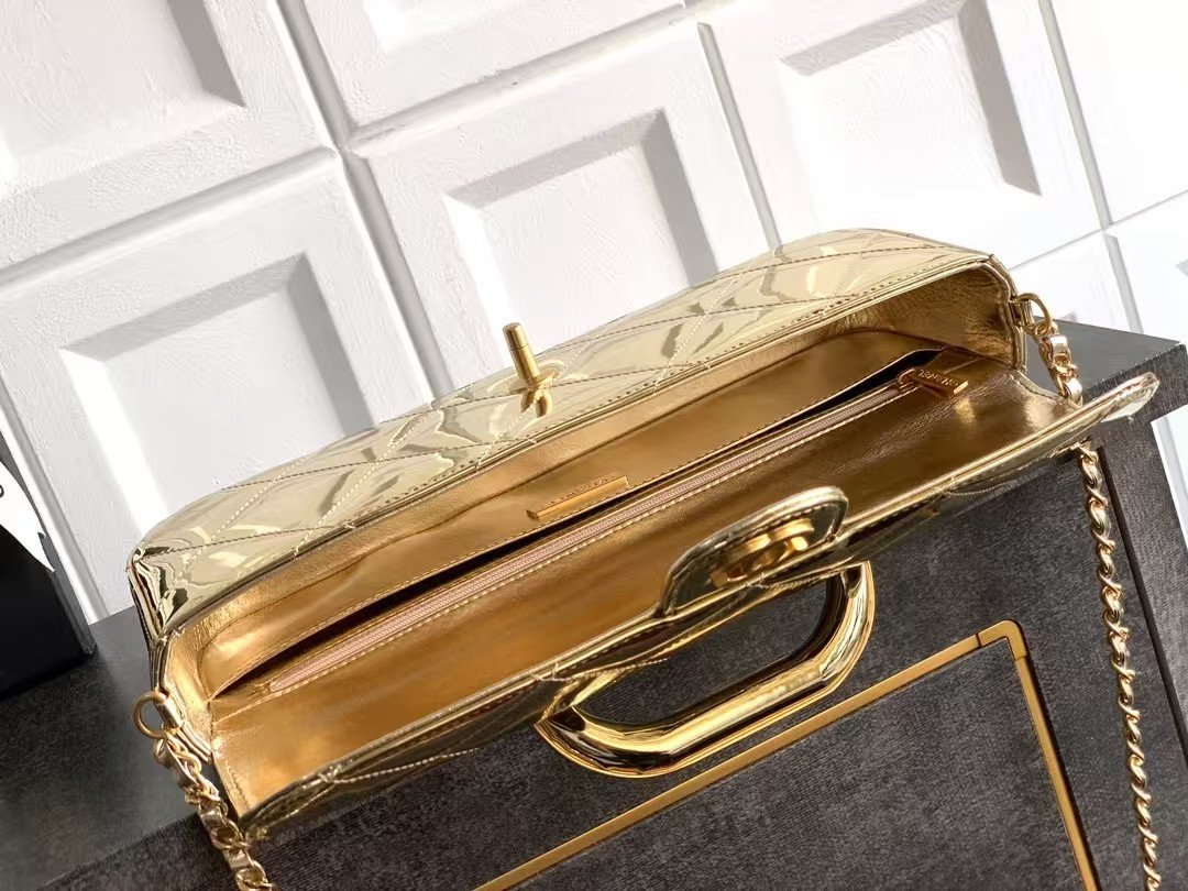 Ch**el Large Flap Bag with Top Handle 12.5x30x5cm
