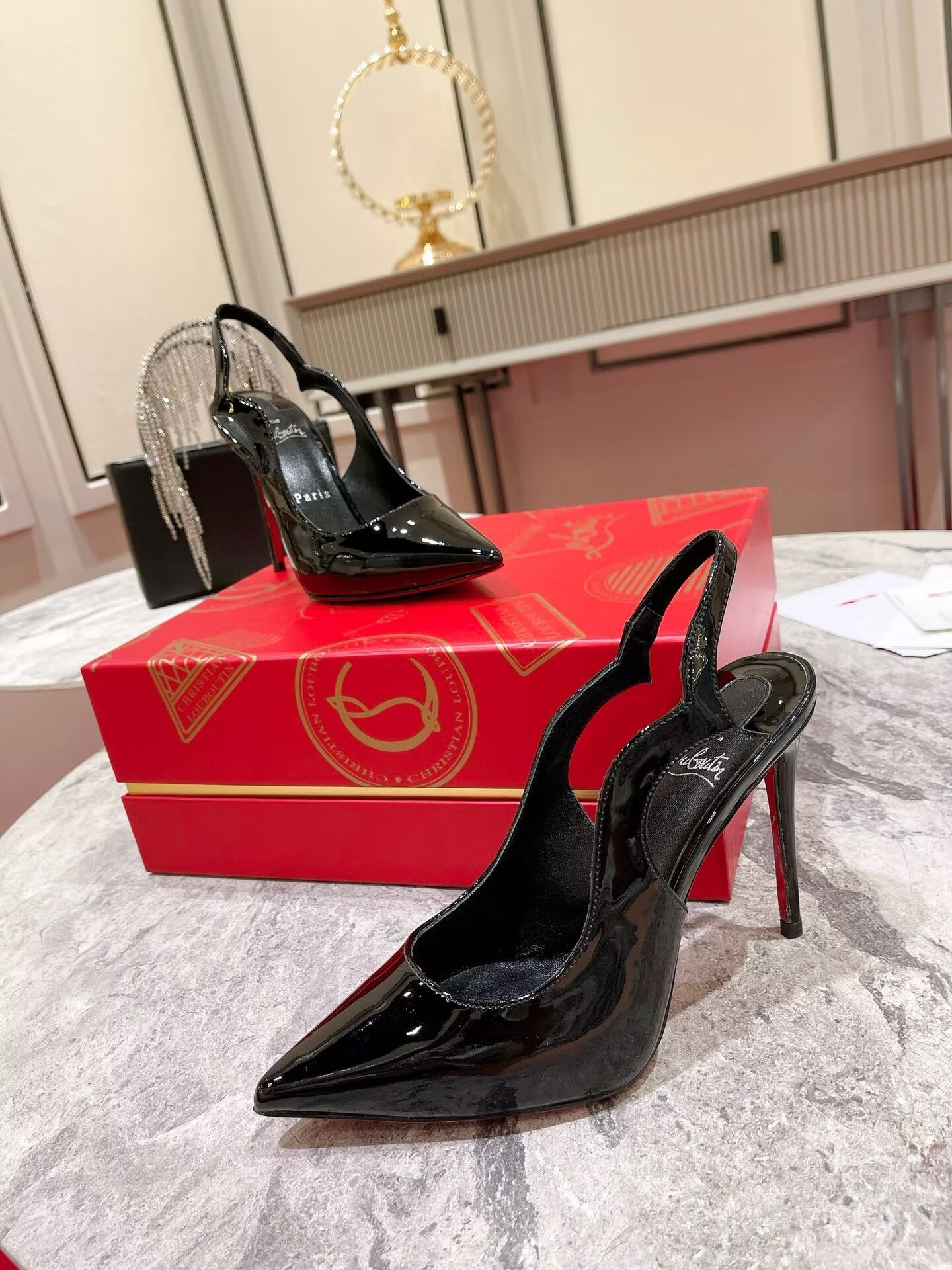 ua chr1st1an louboutin hot chick sling 100 mm slingback pumps(cusT0mized, no exchange no return, about 15 days)