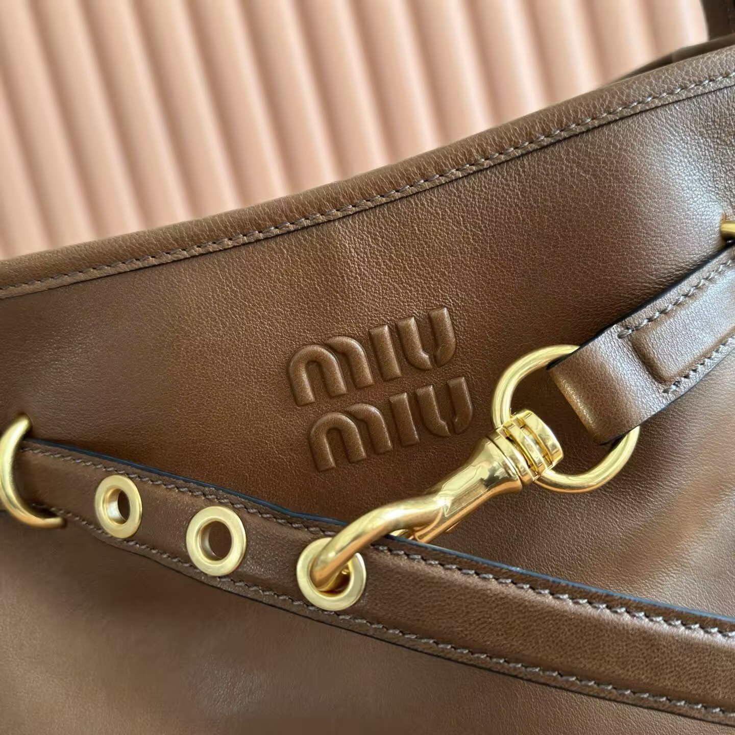 Miu Miu Aventure Nappa Leather Bucket Bag 31x30x13cm