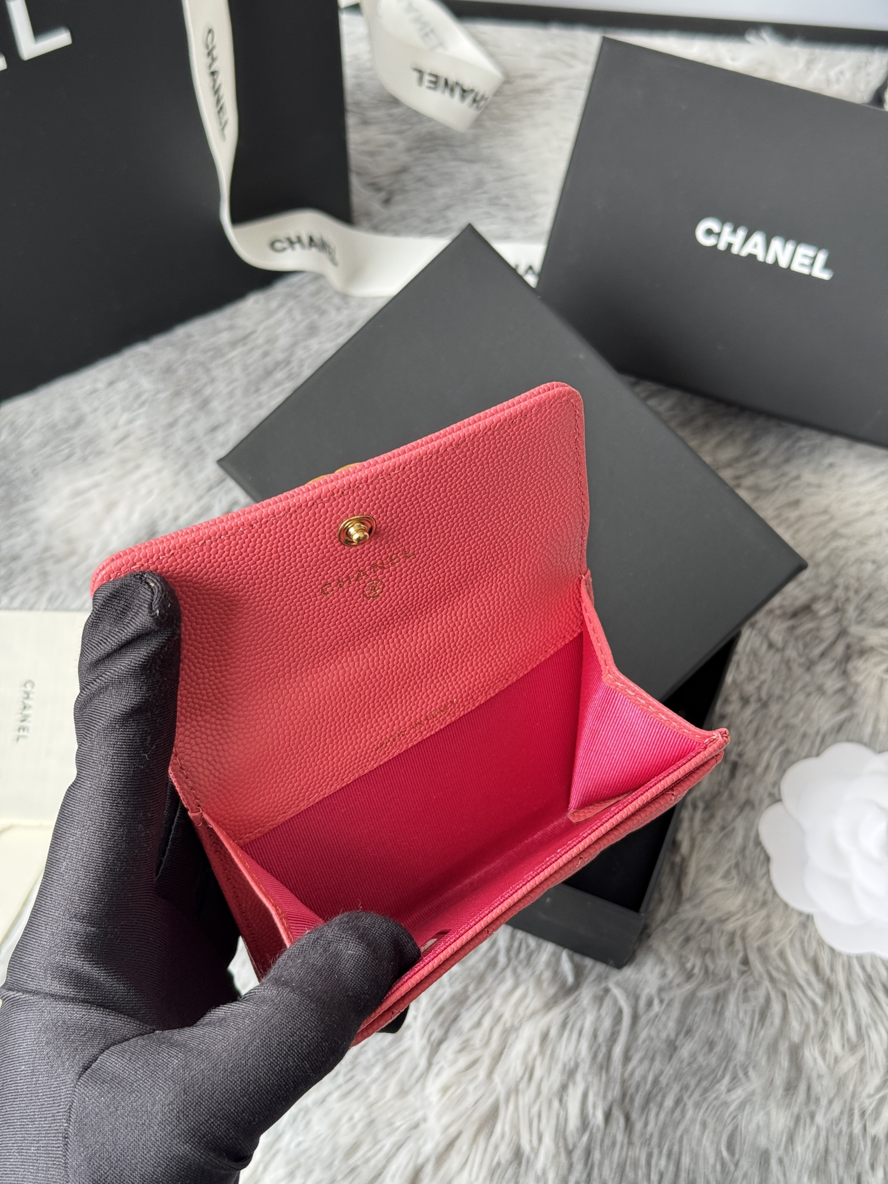 Chanel BOY CHANEL Flap Card Holder A80603 7.5x11.3x2.1cm