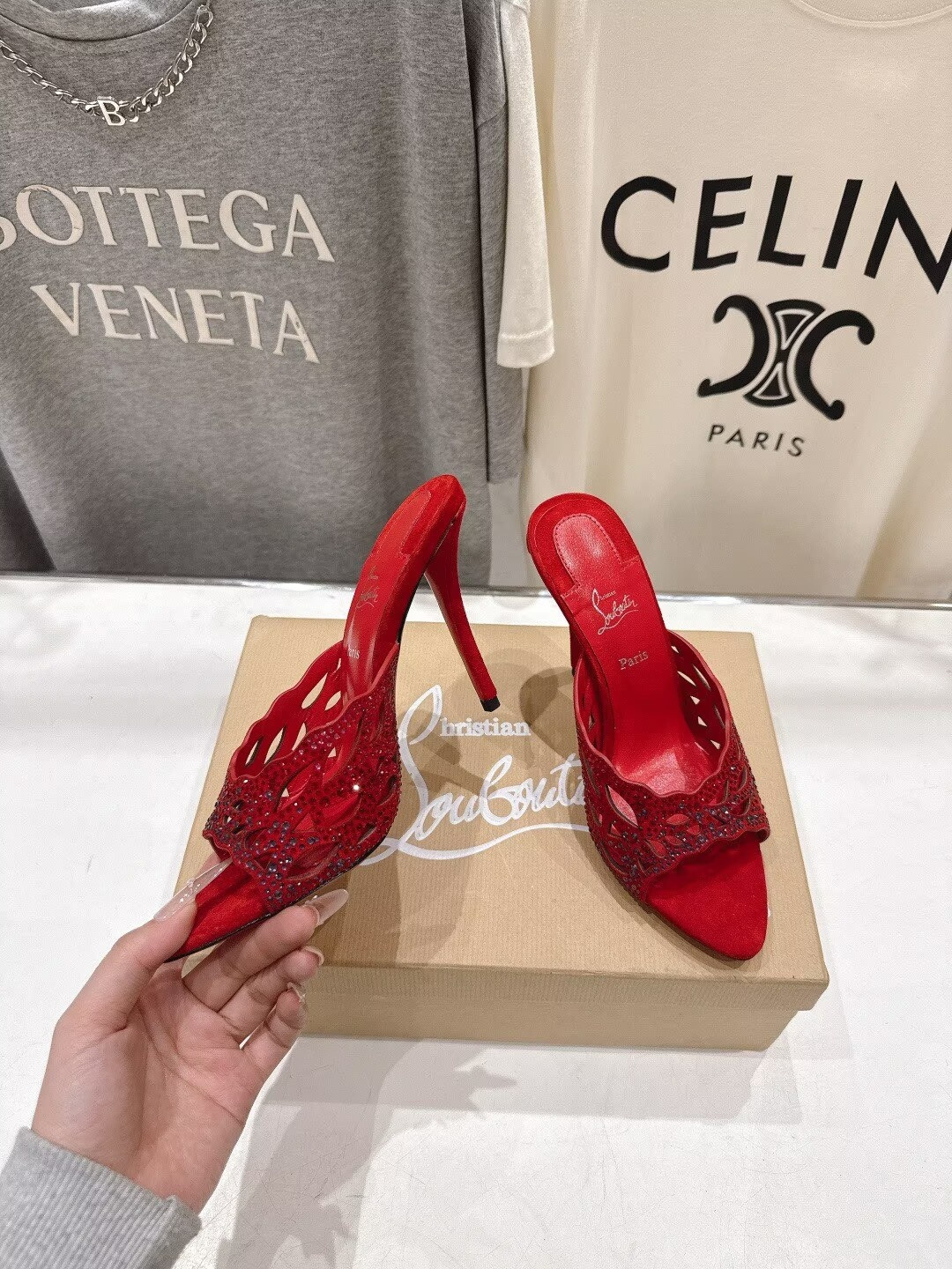 ua Chr1st1an louboutin lasera strass mule 10cm heel