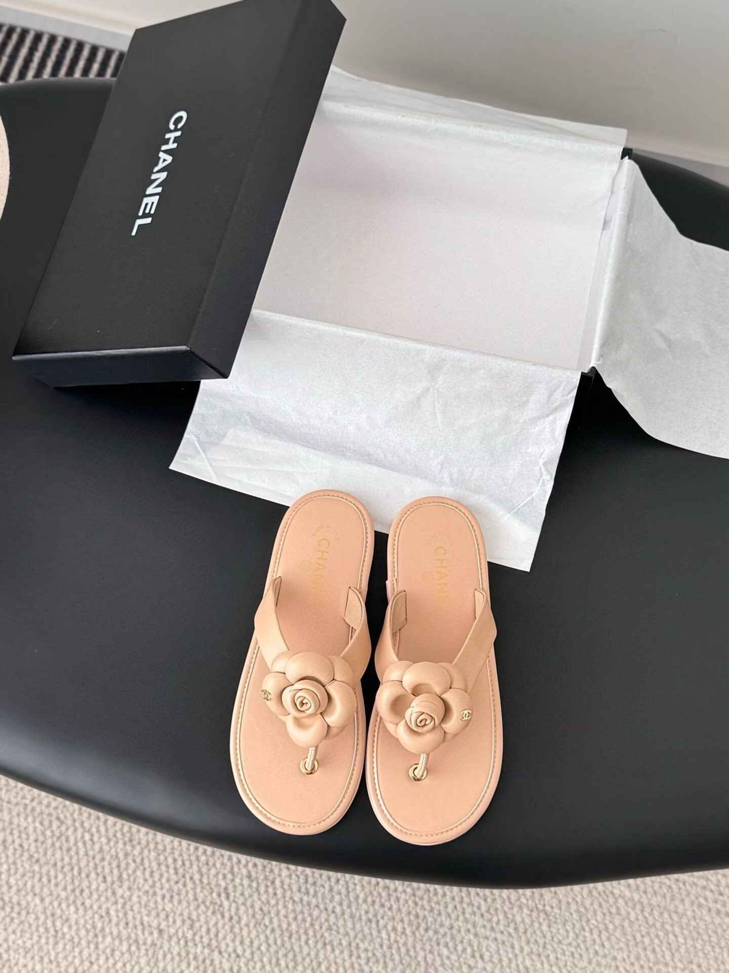 UA Chanel Thongs Slides