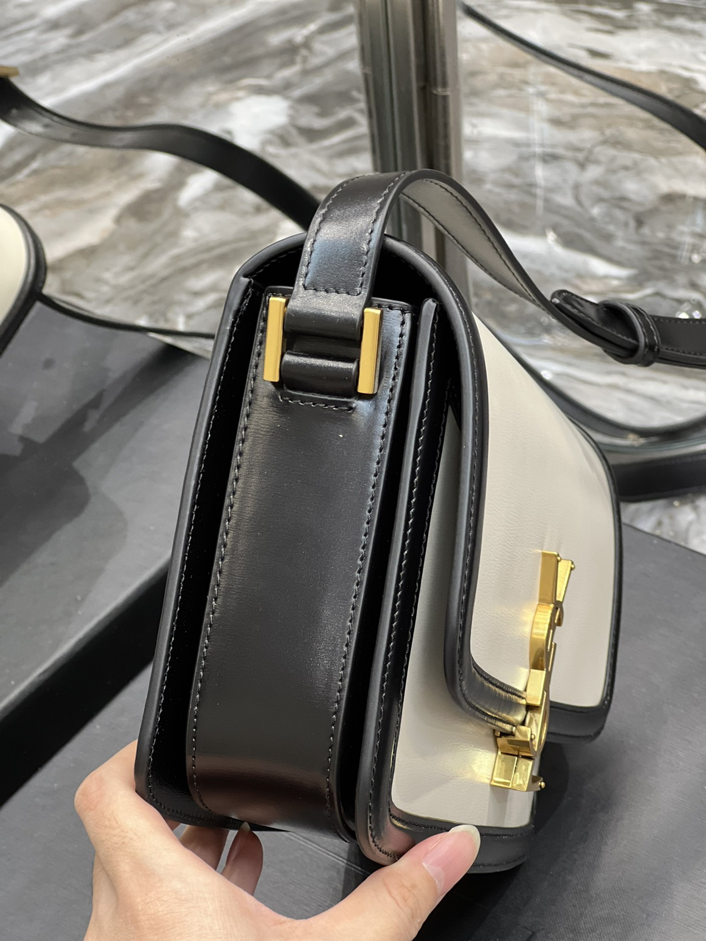 Y51 SOLFERINO SMALL SATCHEL IN BOX Sa1nt Lau*nt 19 X 13 X 5 CM