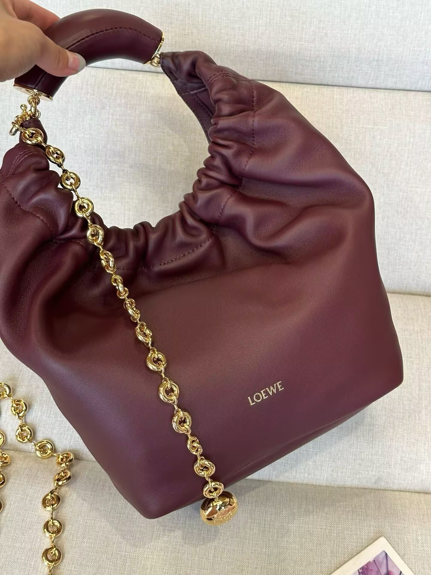 LOEWE Small Squeeze bag in mellow nappa lambskin 29x10.5x24cm