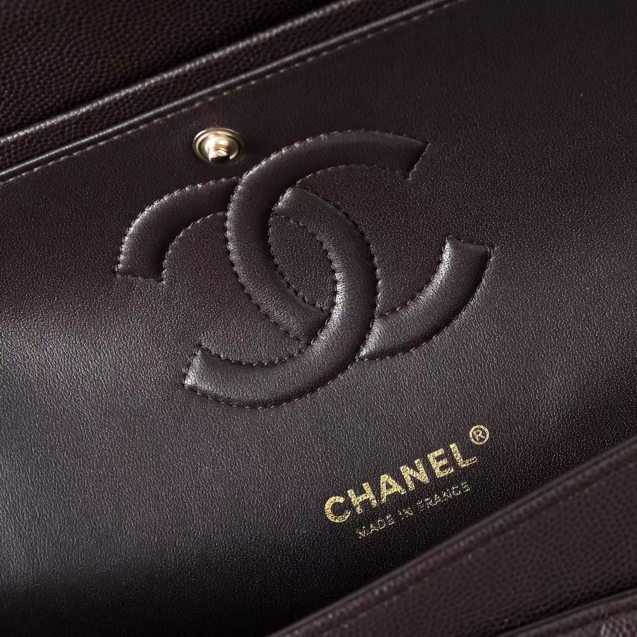 Chanel Classic Flap Coffee Brown Light Gold Hardware a01112 15.5×25.5×6.5cm