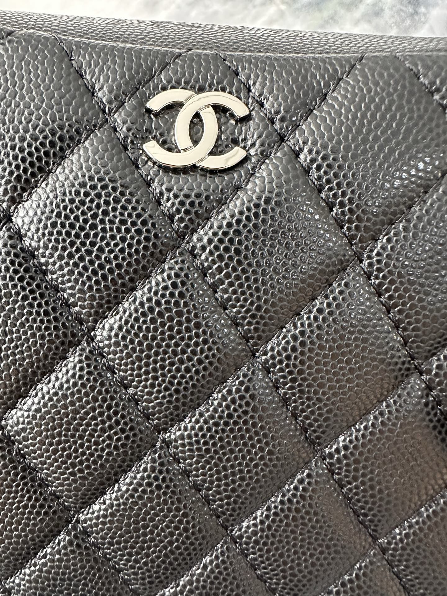 Chanel Quilted Cosmetic Bag Silver Hardware A31102 18.5x6x11cm