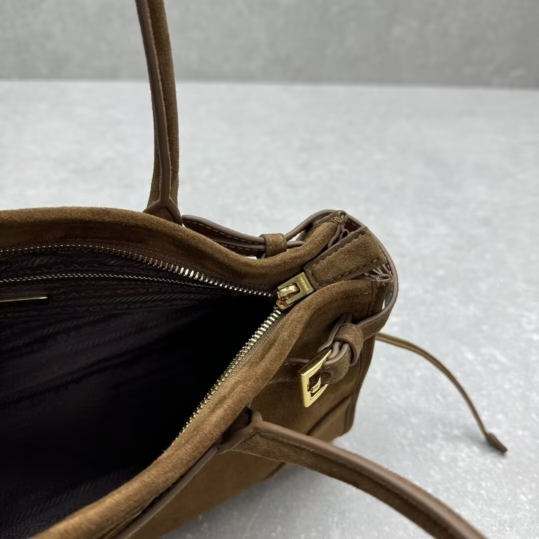 Pra*a Bonnie Medium Suede Handbag 32x15.5x12cm