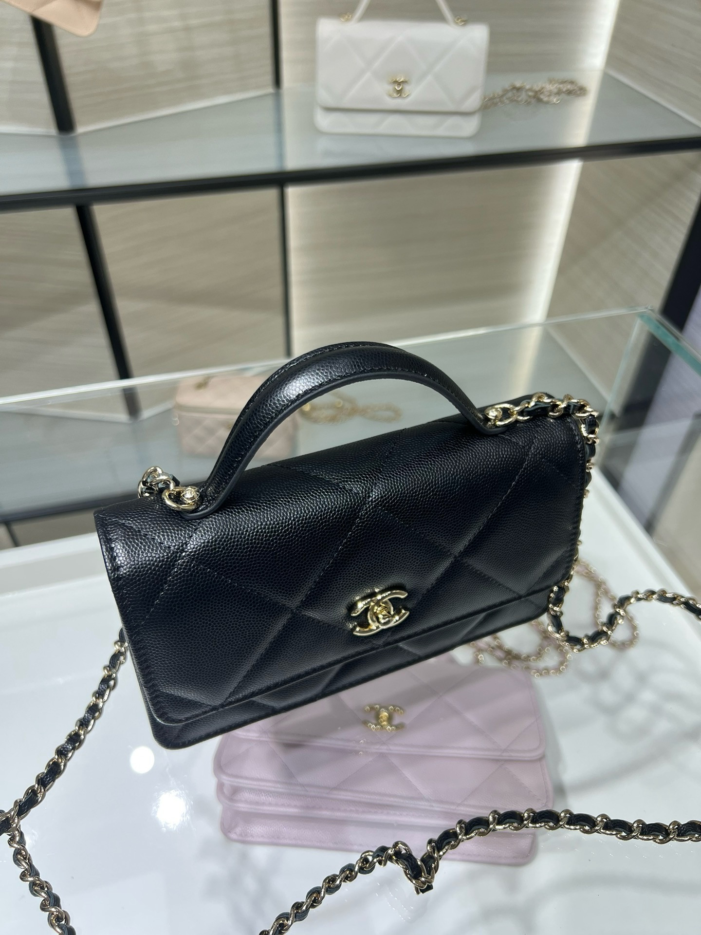 Chanel FLAP BAG WITH TOP HANDLE WALLET ON CHAIN 11x18.5x6cm
