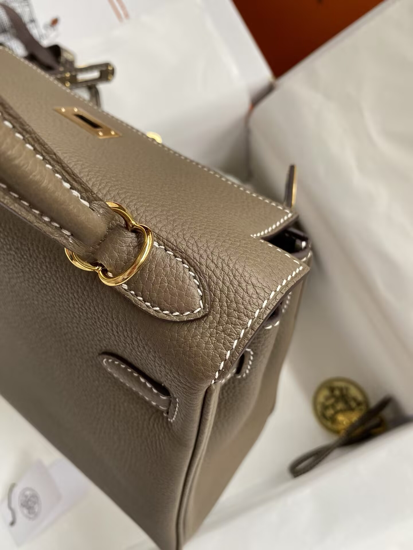 HERMÈS Kelly Silver-tone Hardware 25 28