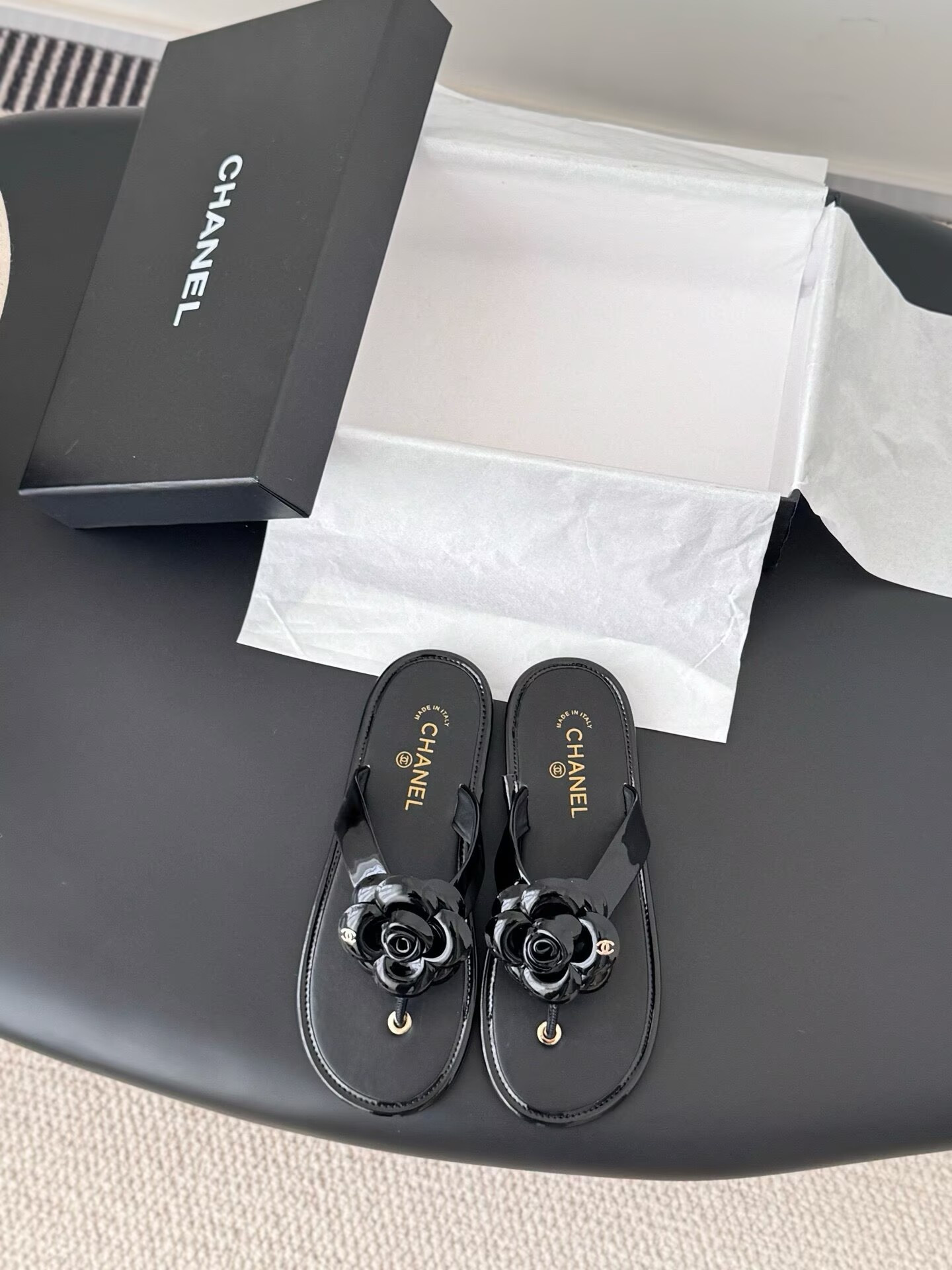 UA Chanel Thongs Slides