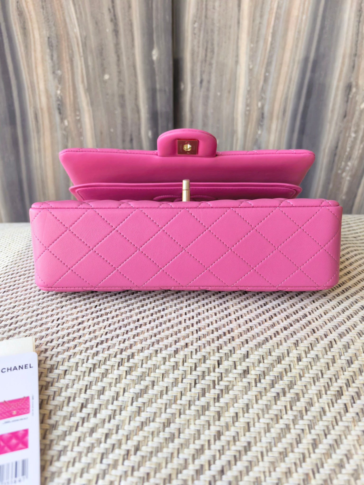 Chanel Classic Flap Bag Rose with light gold hardware 15.5x25.5x6.5cm