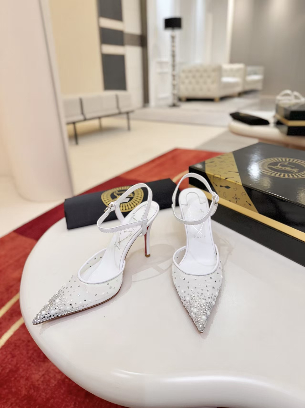 ua Chr1st1an louboutin miss z riviera strass pumps 8.5cm heel