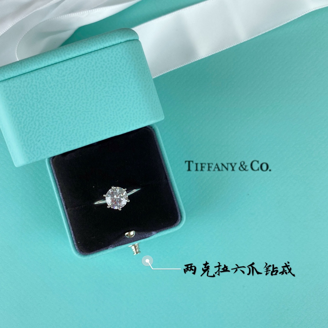 t*f*ny & co. six-prong ring high-carbon D1am0nd ag925