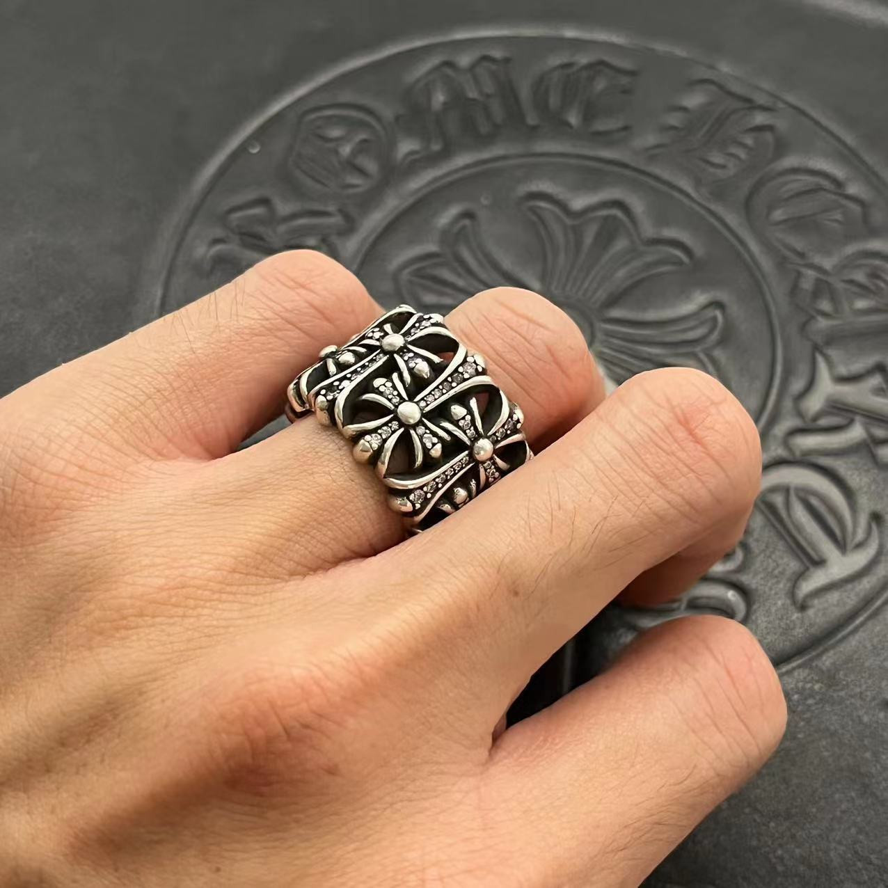 Ch*0me He**ts Cross Ring