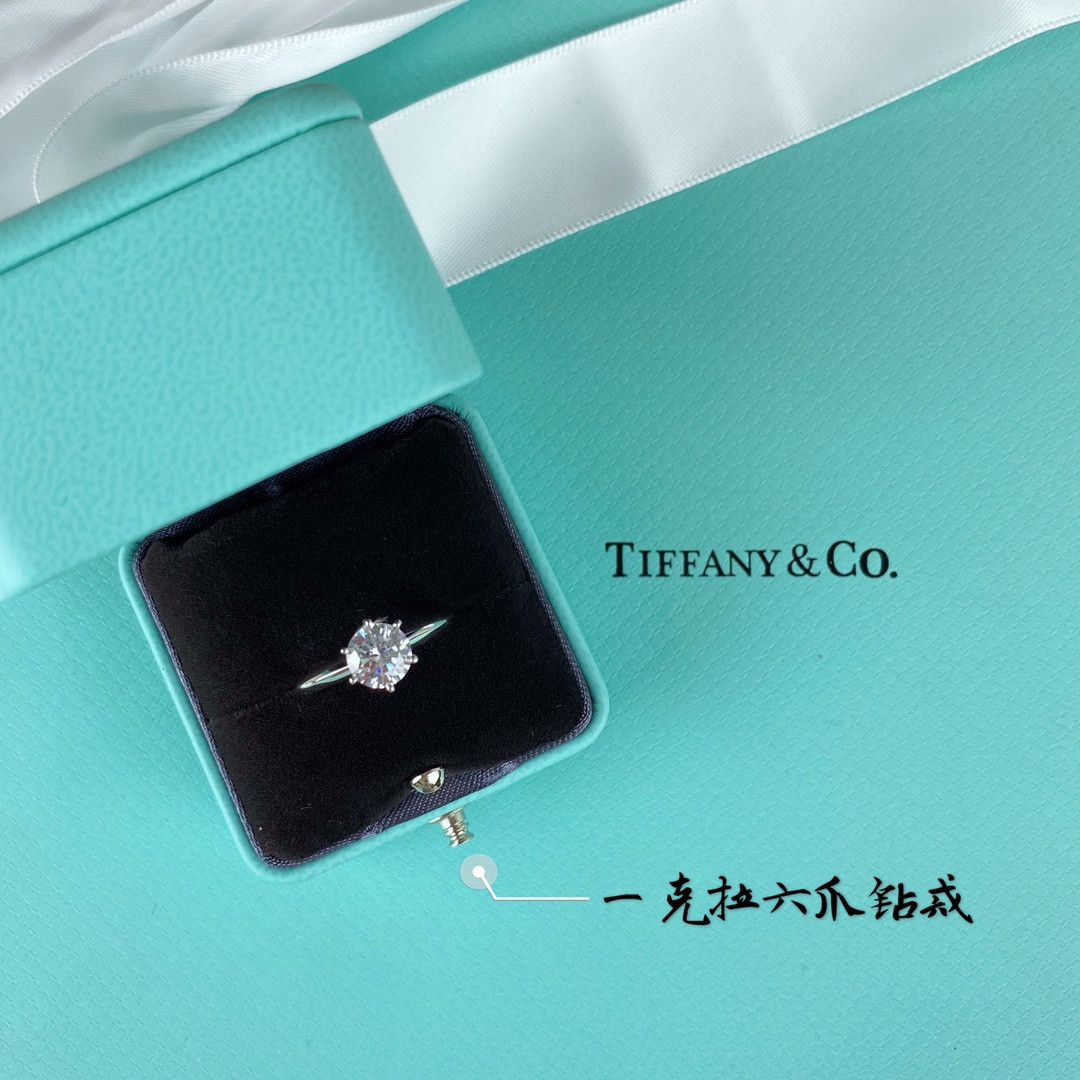 t*f*ny & co. six-prong ring high-carbon D1am0nd ag925