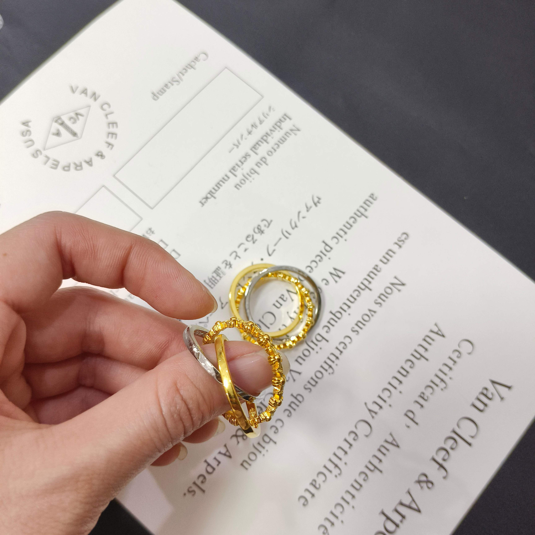 Ch*0me He**ts triple ring cross flower ring