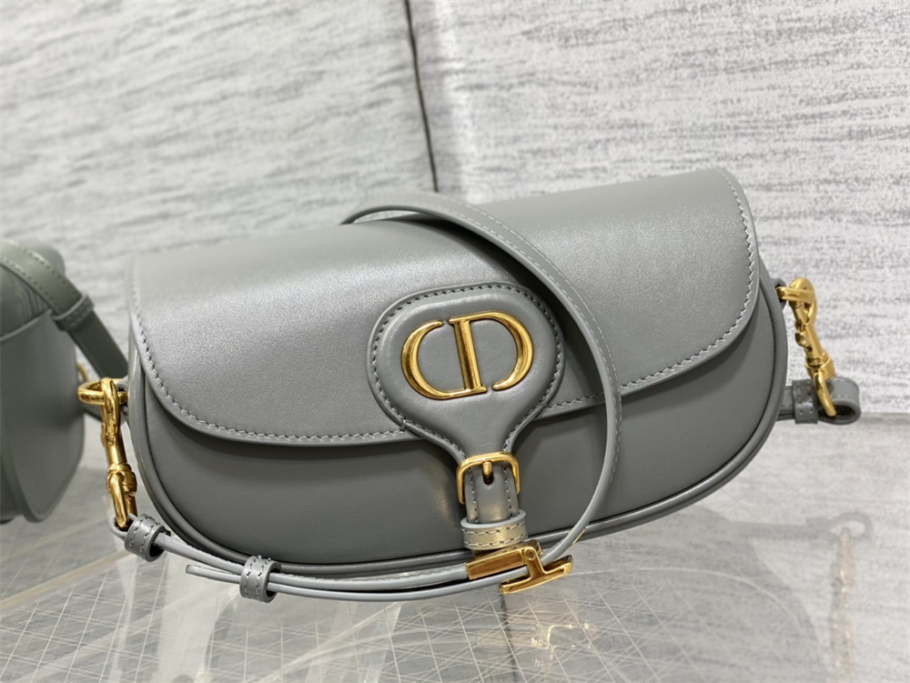 D10r BOBBY EAST-WEST BAG Latte Box Calfskin Grey